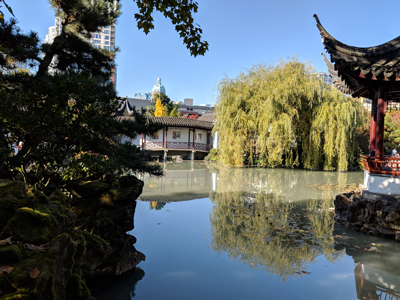 View of pond in garden in Vancouver. View 1