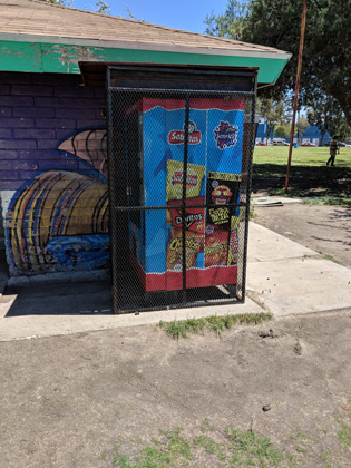 Vending machine in park in Tijuana. View 1